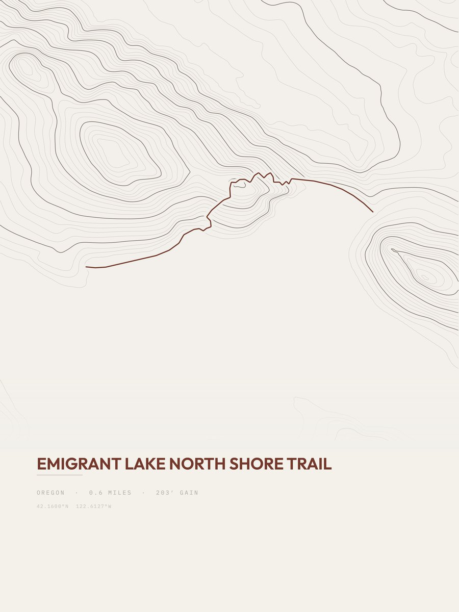 Emigrant Lake North Shore Trail topographic trail print