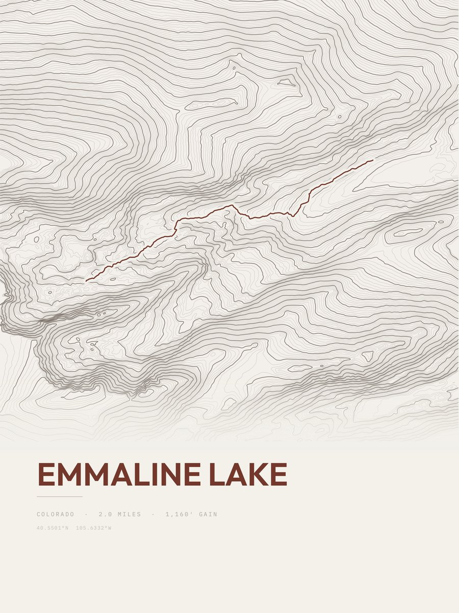 Emmaline Lake Topographic print