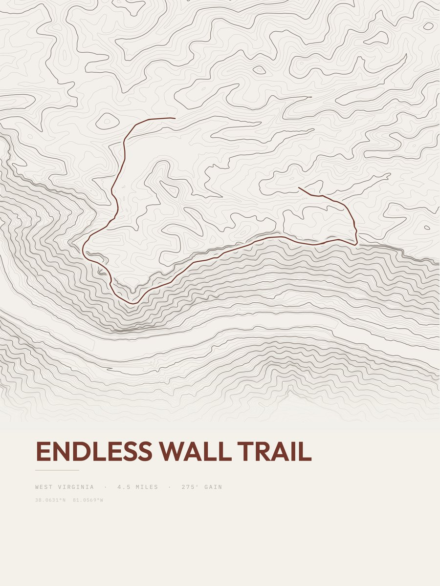 Endless Wall Trail topographic trail print