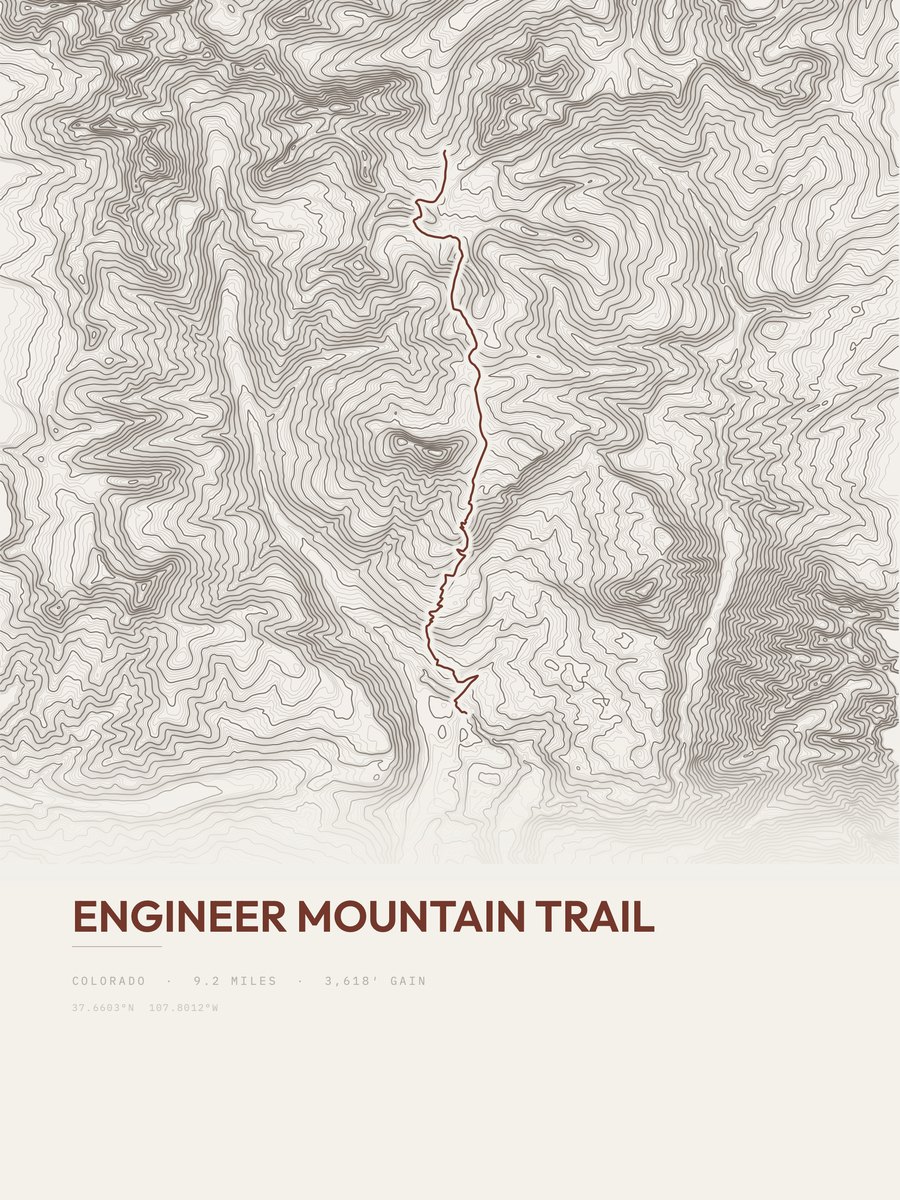 Engineer Mountain Trail Topographic print