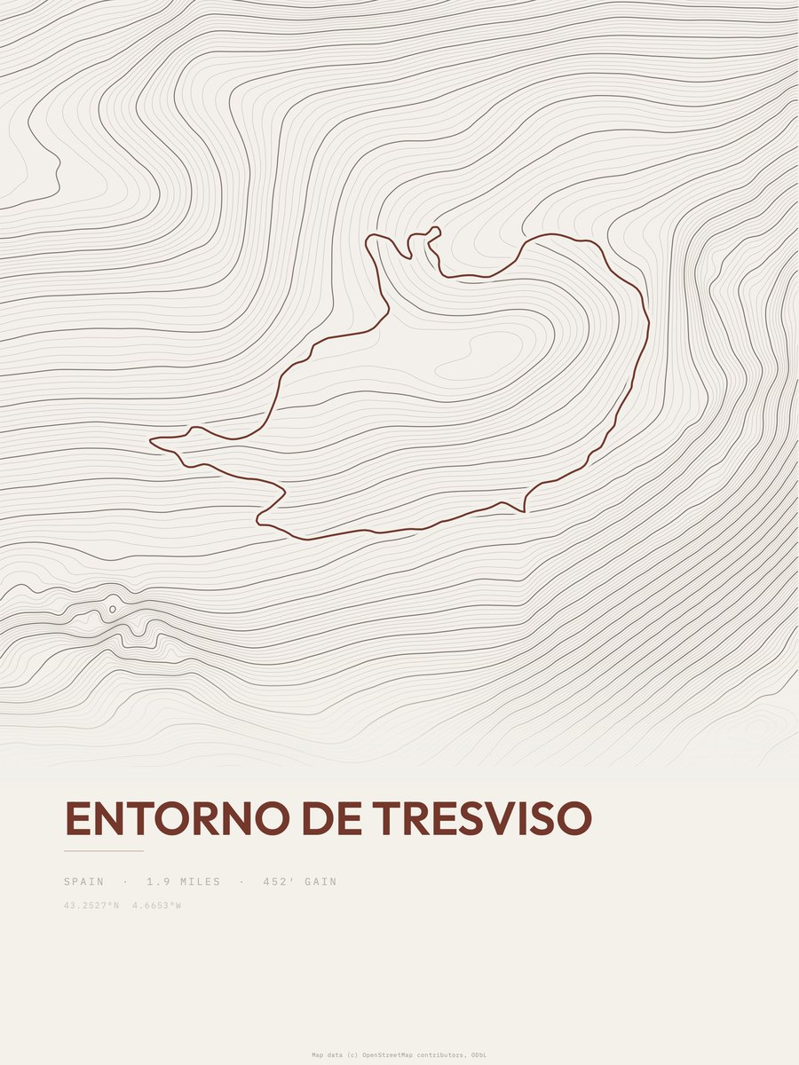 Entorno de Tresviso topographic trail print