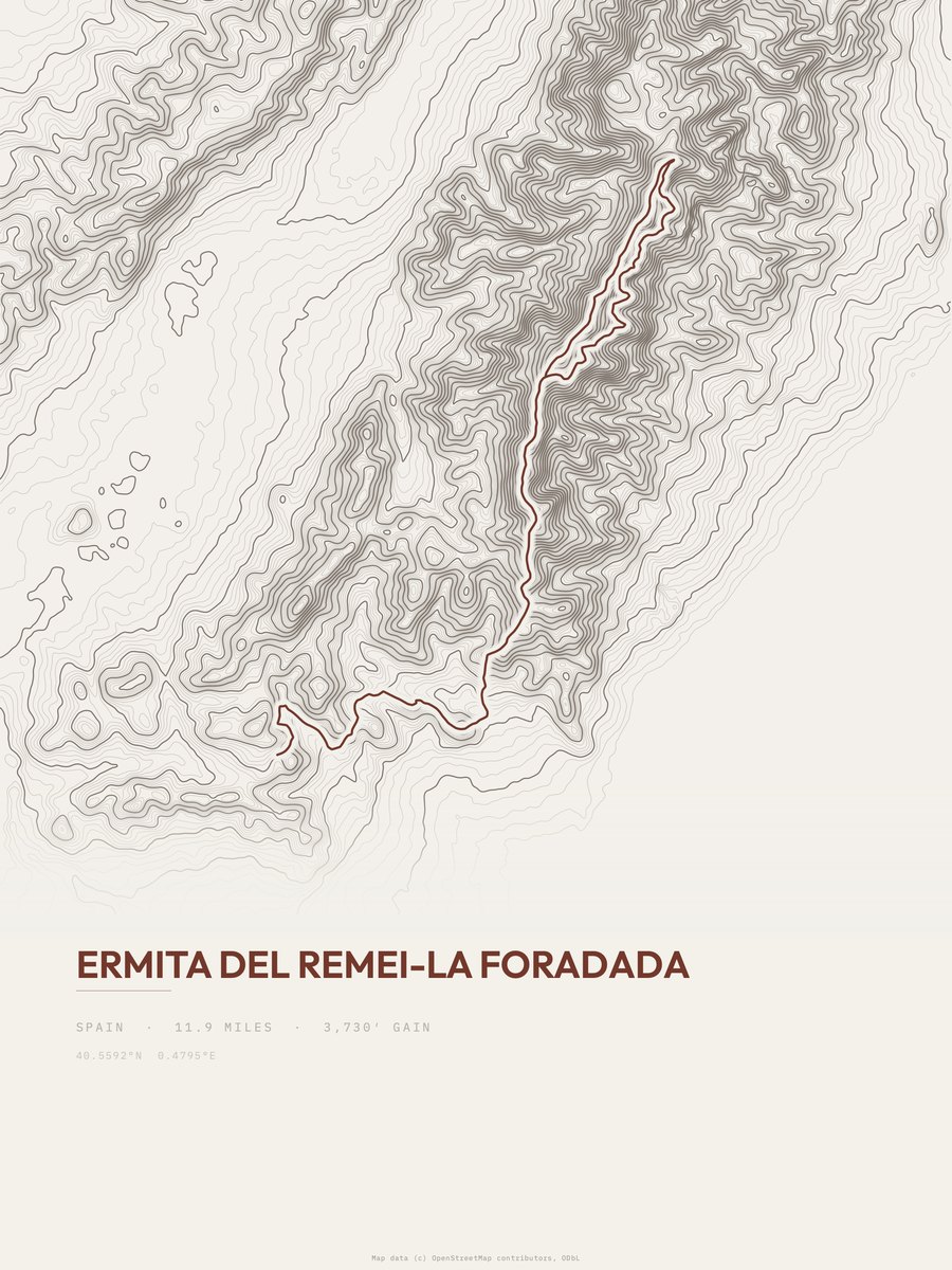 Ermita del Remei-la Foradada topographic trail print