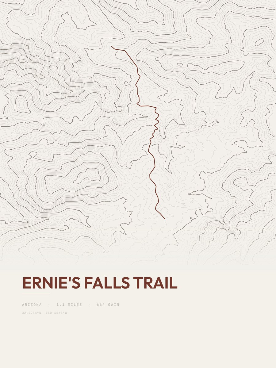 Ernie's Falls Trail Topographic print