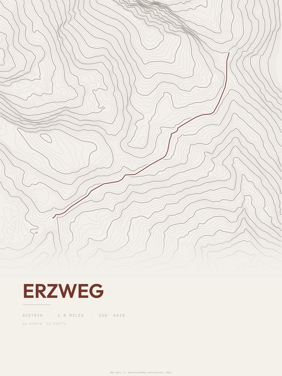Erzweg Topographic print