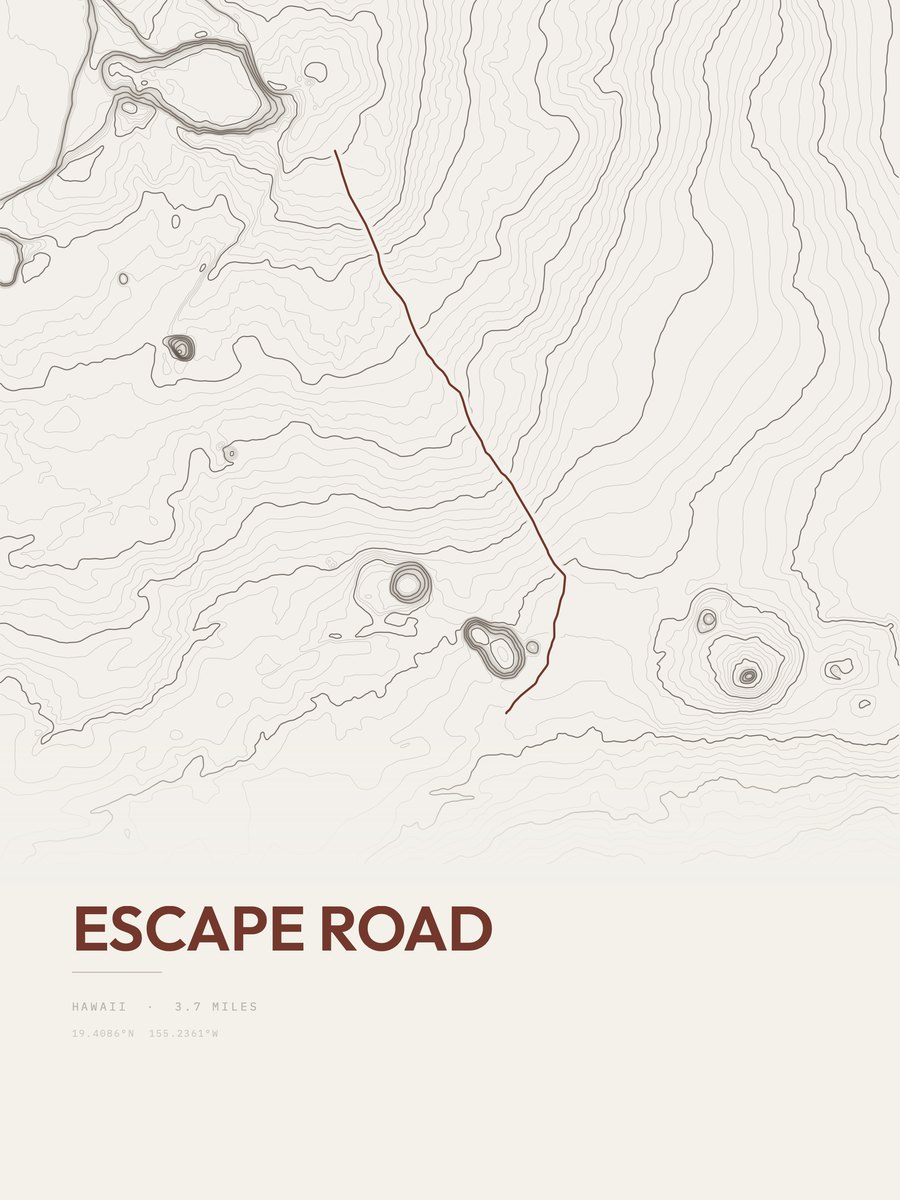 Escape Road topographic trail print