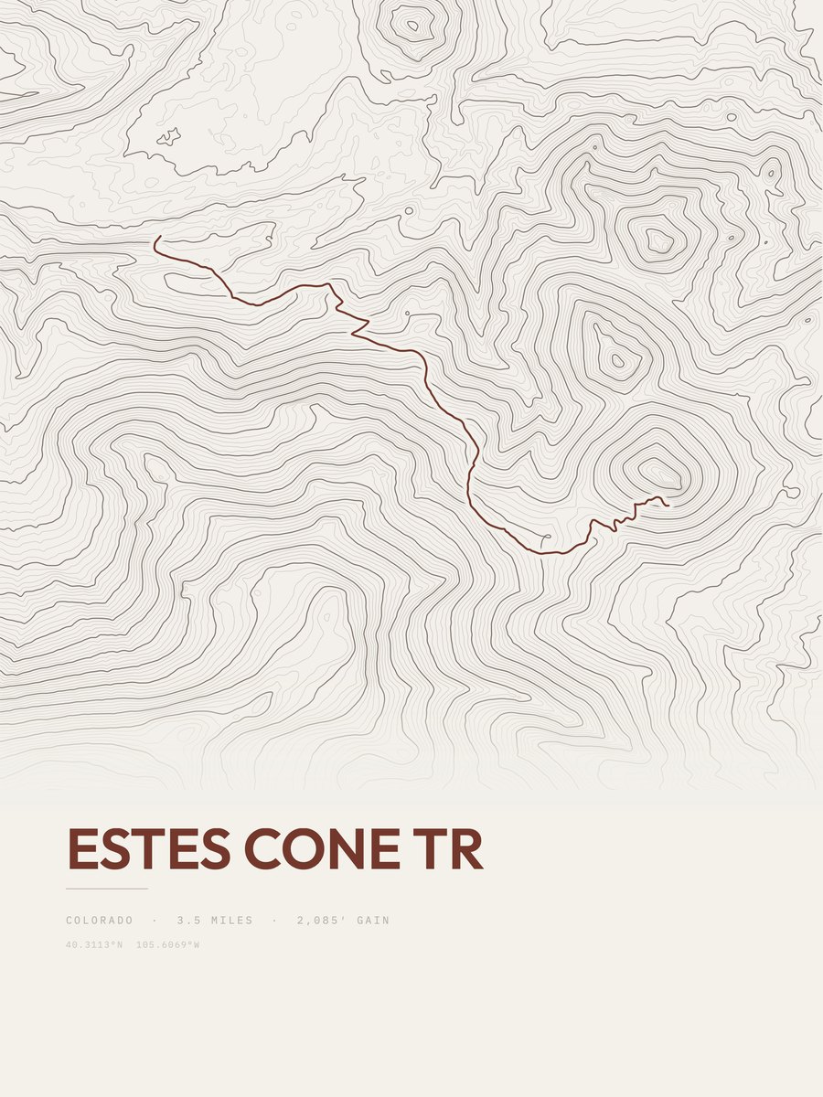 Estes Cone Tr Topographic print