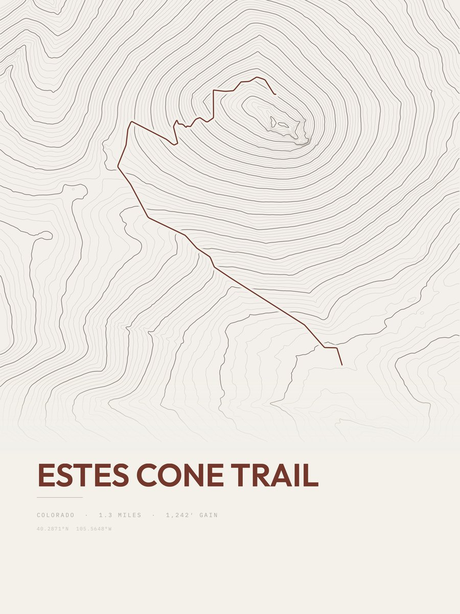 Estes Cone Trail Topographic print