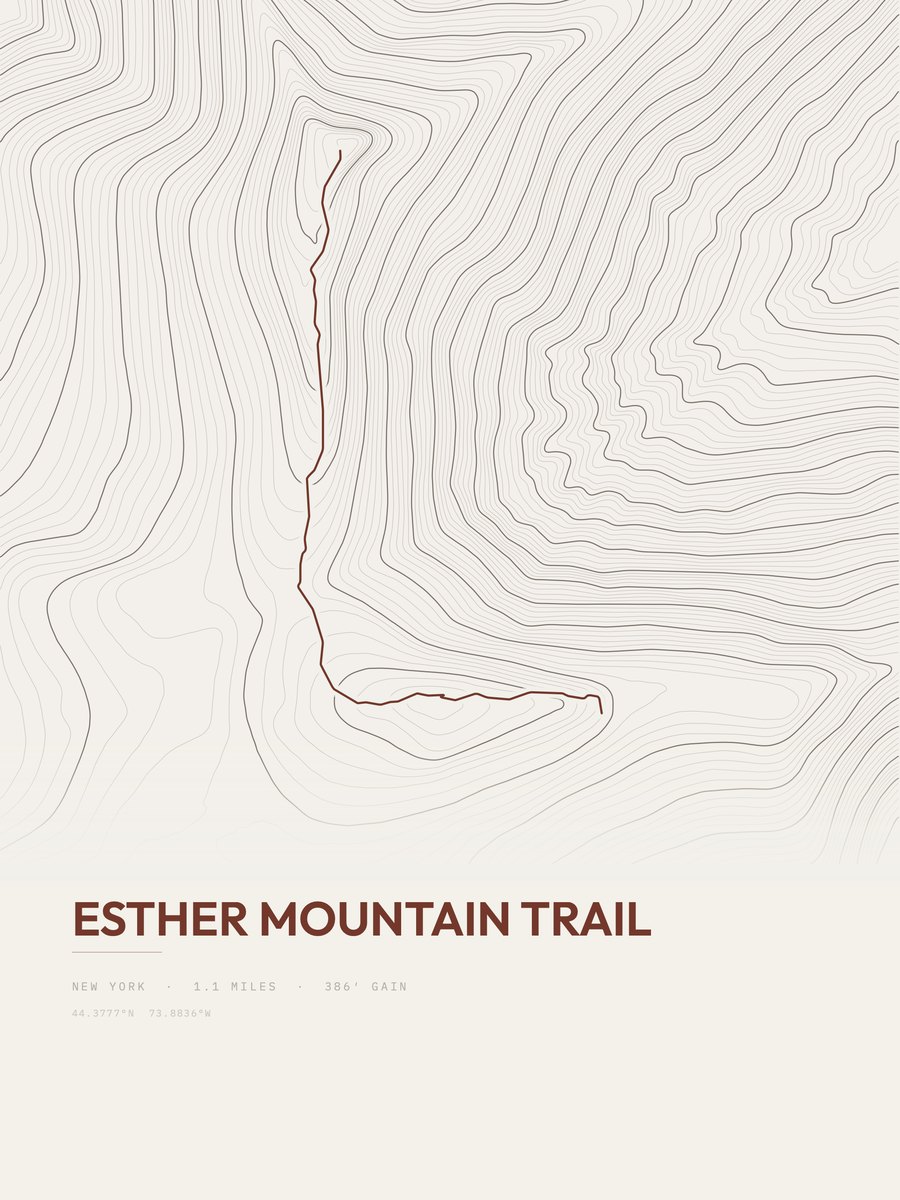 Esther Mountain Trail Topographic print