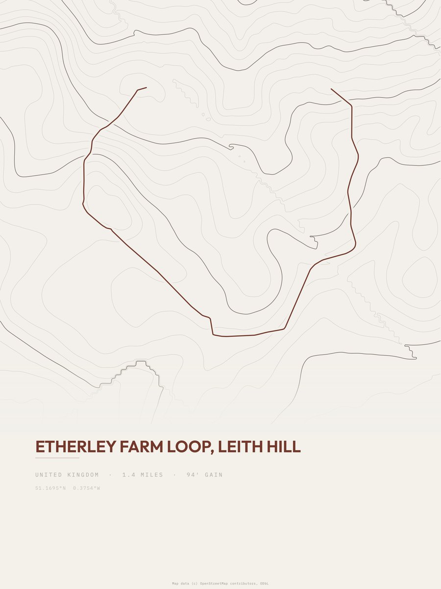 Etherley Farm Loop Topographic print