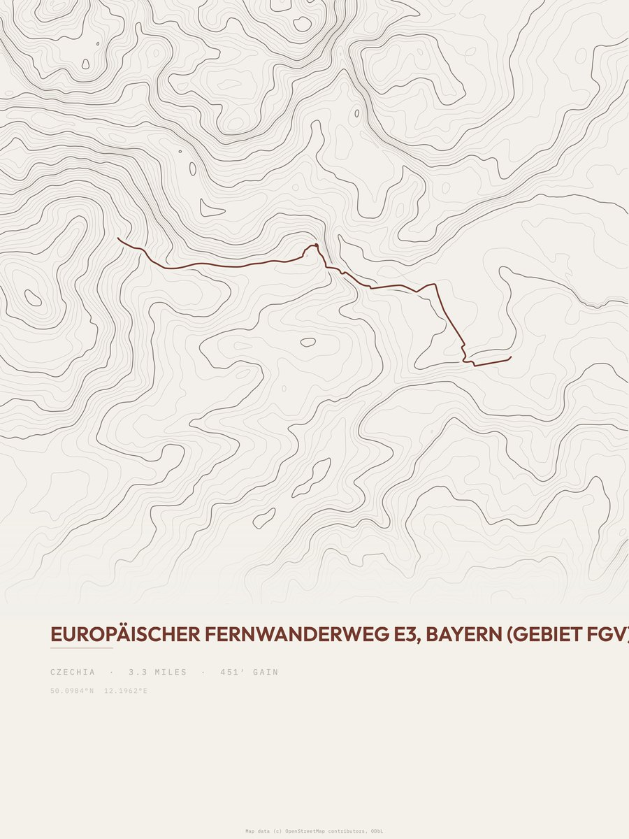 Europäischer Fernwanderweg E3 Topographic print