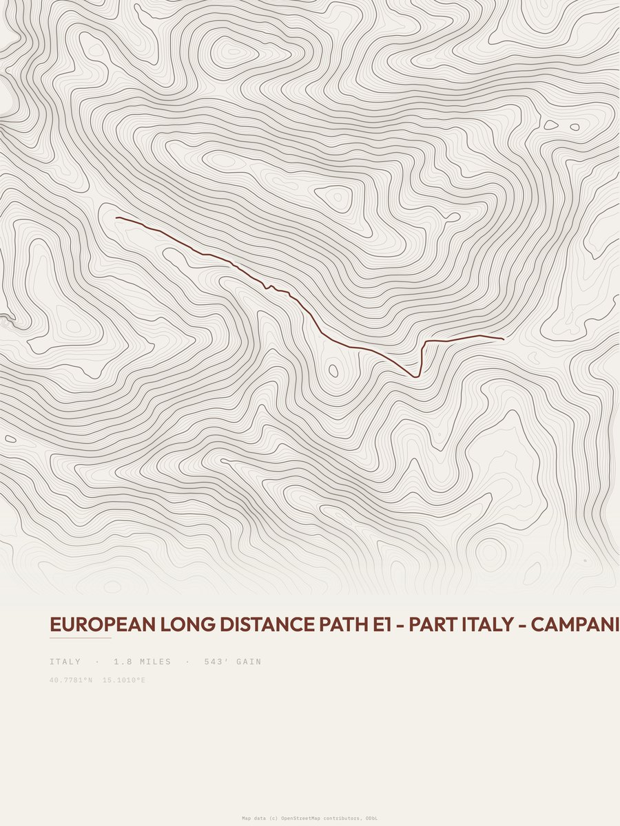 European Long distance path E1 Topographic print