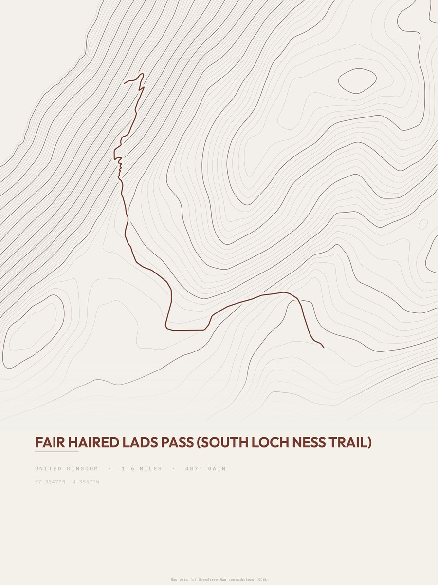 Fair Haired Lads Pass topographic trail print