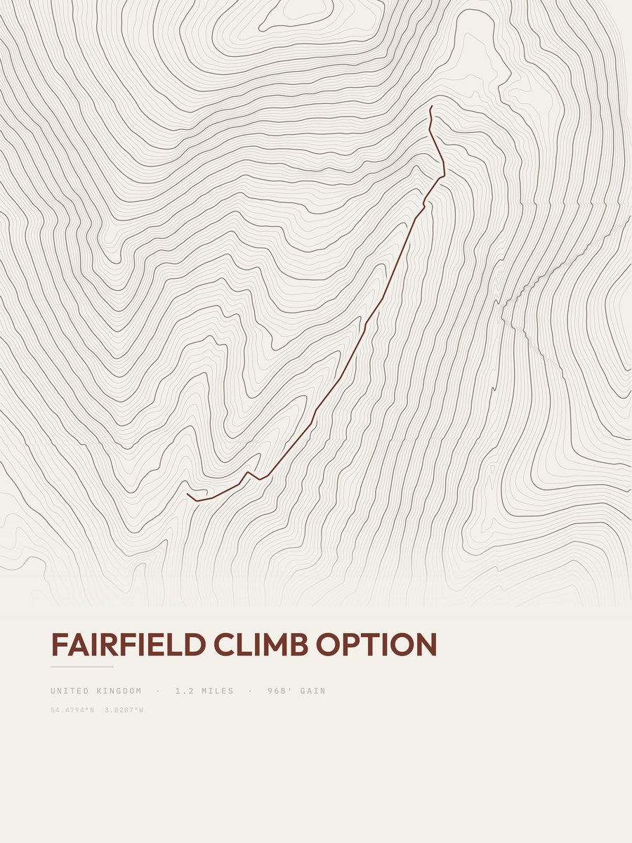Fairfield Climb Option topographic trail print