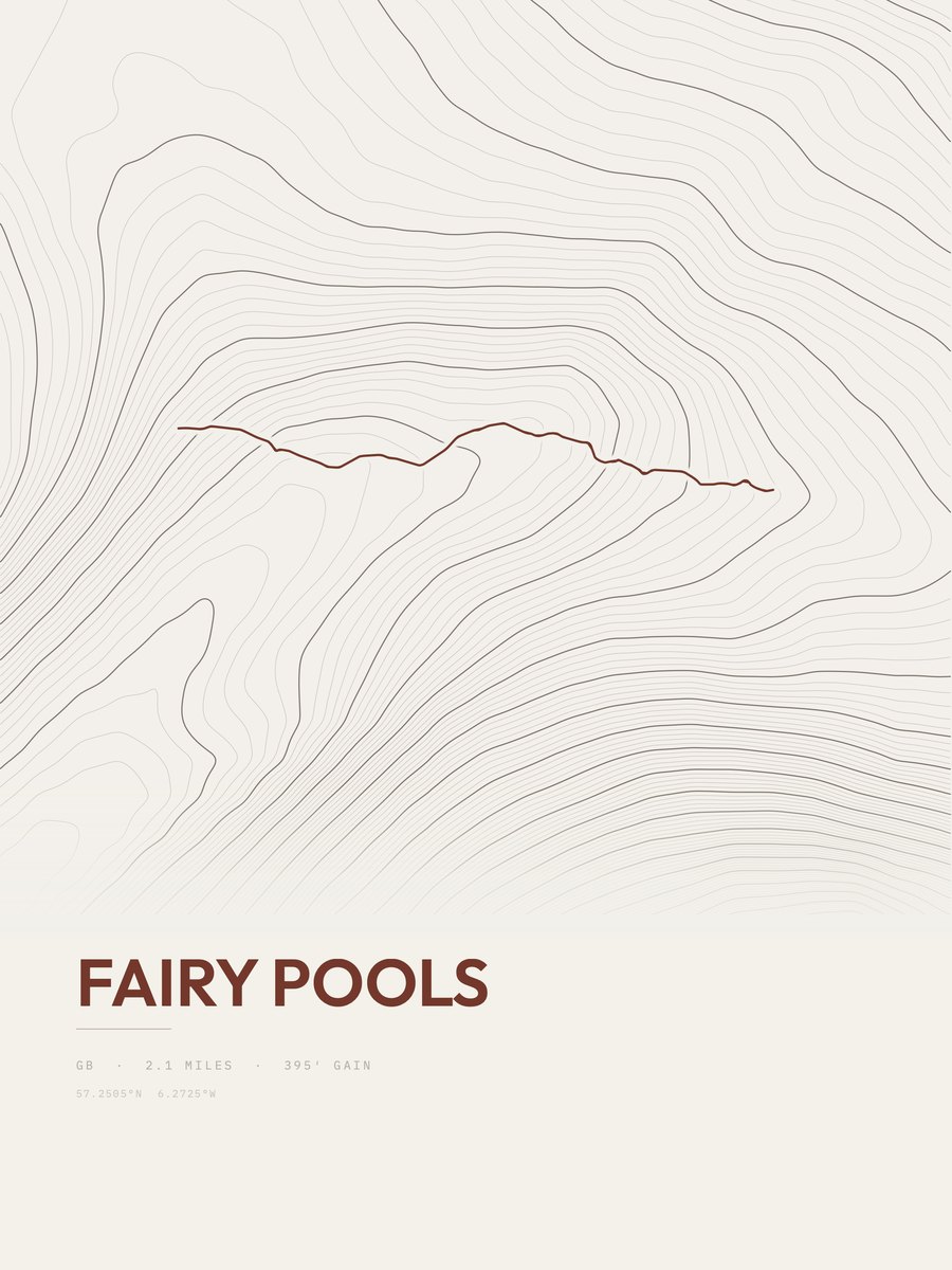 Fairy Pools topographic trail print