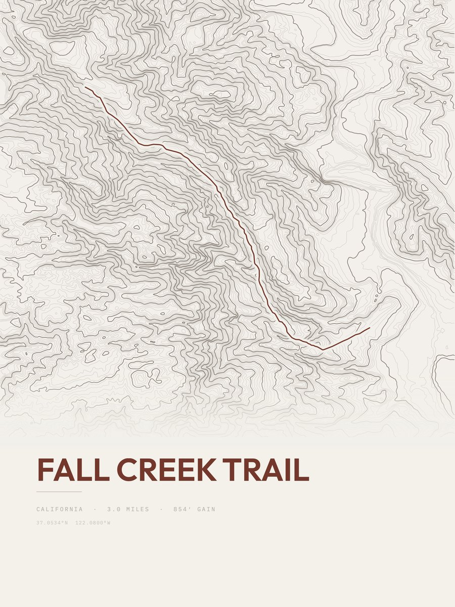 Fall Creek Trail Topographic print