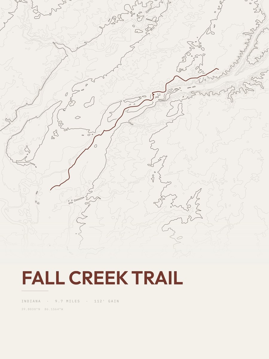Fall Creek Trail Topographic print