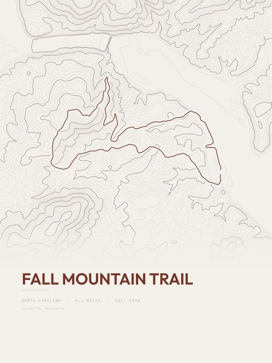 Fall Mountain Trail Topographic print