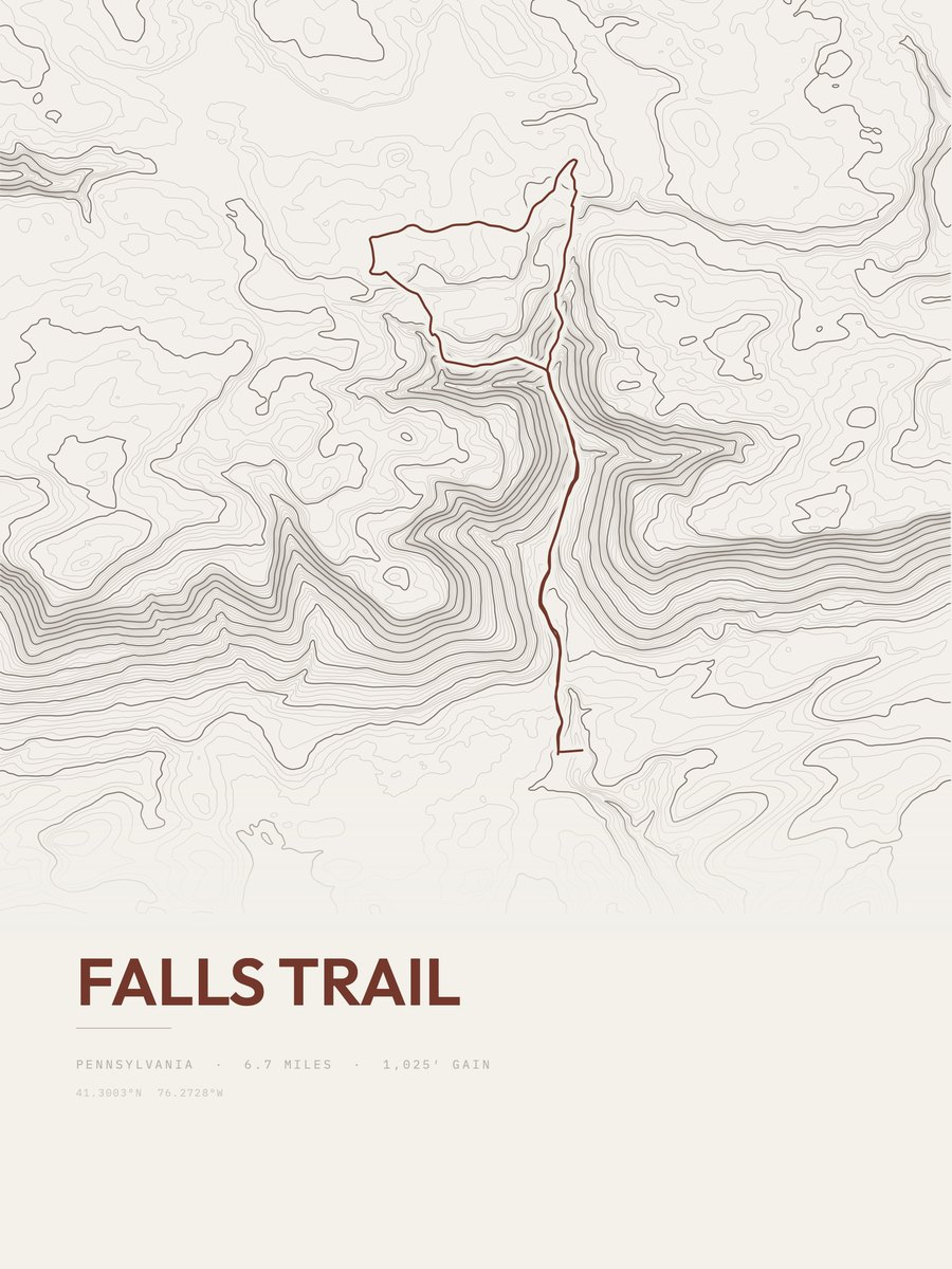Falls Trail Topographic print