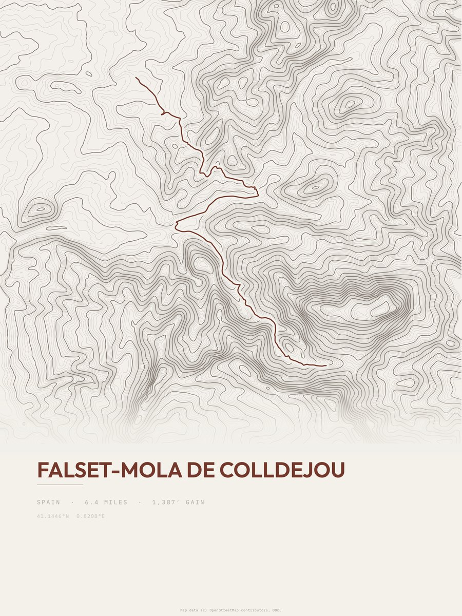 Falset-Mola de Colldejou topographic trail print