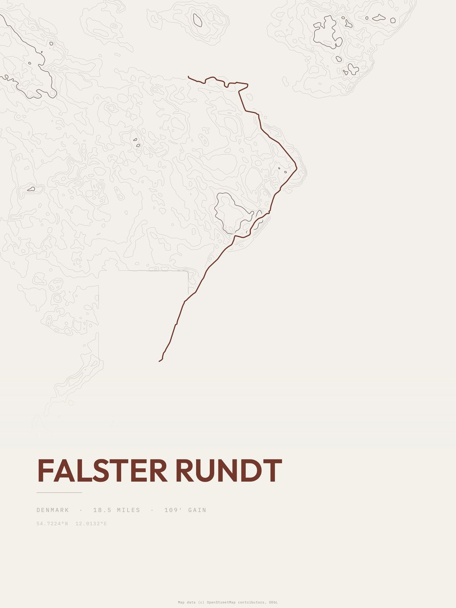 Falster Rundt topographic trail print