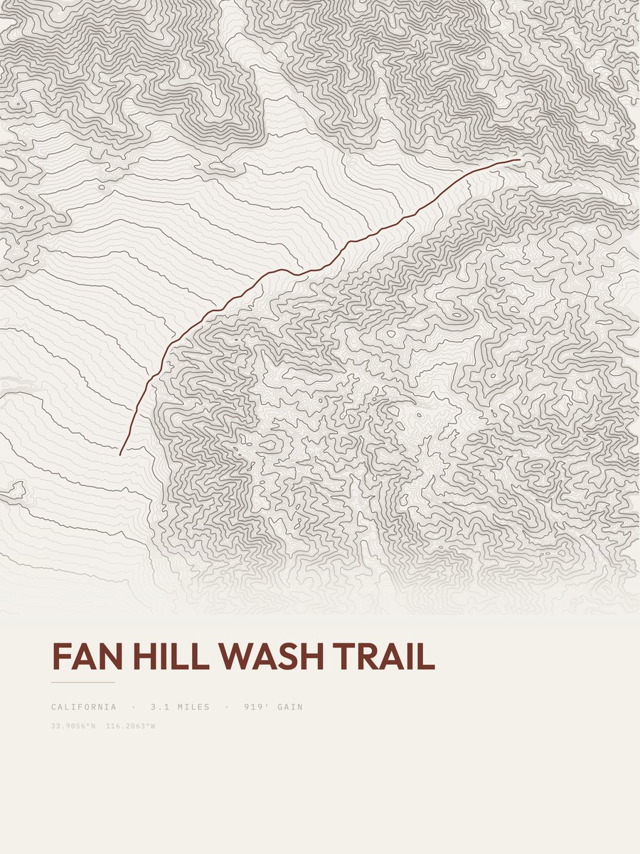 Fan Hill Wash Trail Topographic print