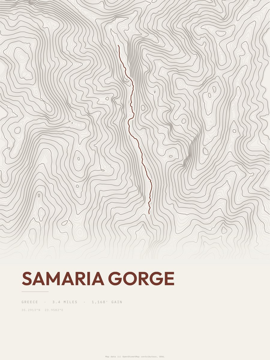 Samaria Gorge Topographic print