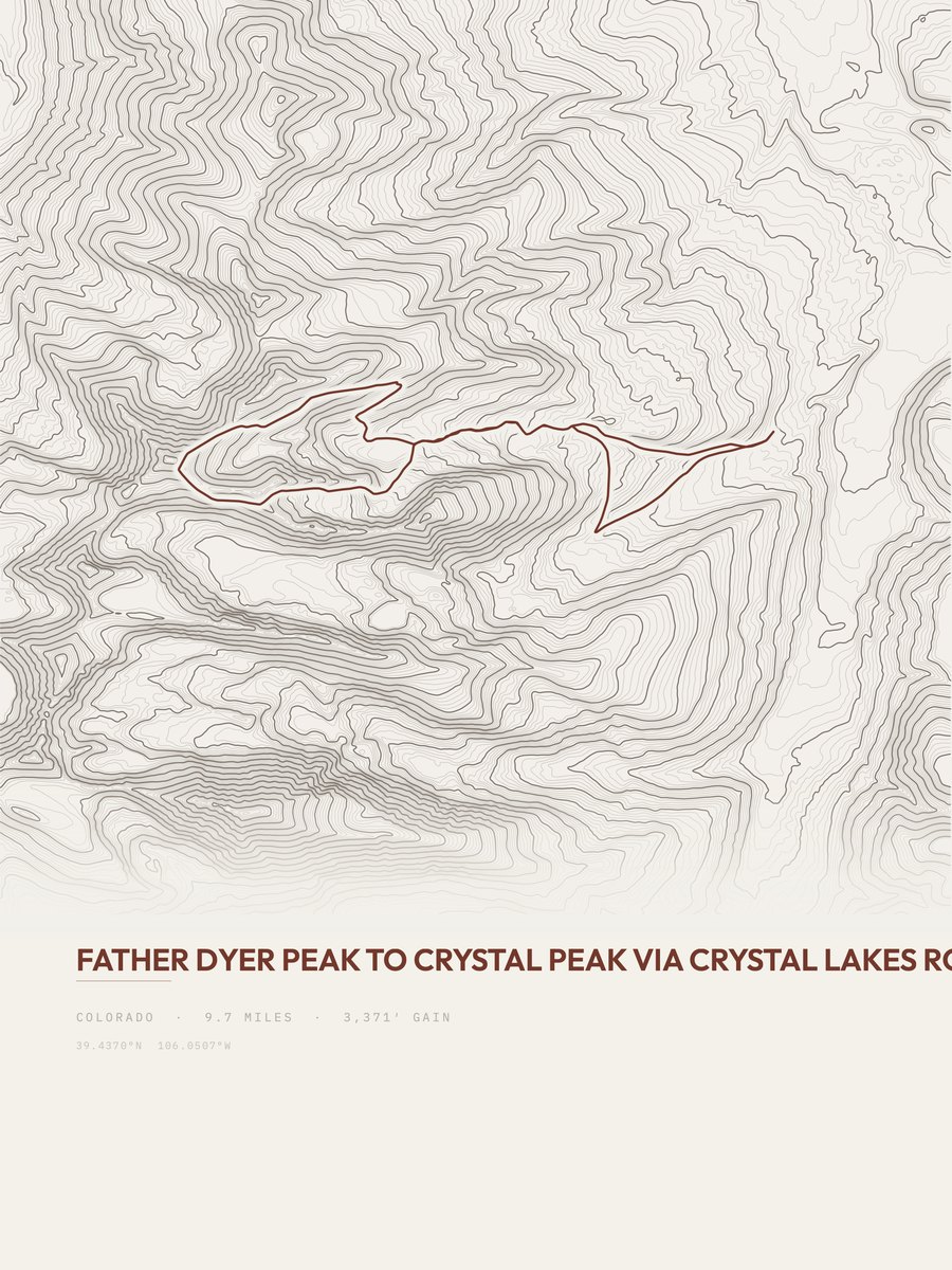 Father Dyer Peak to Crystal Peak Topographic print