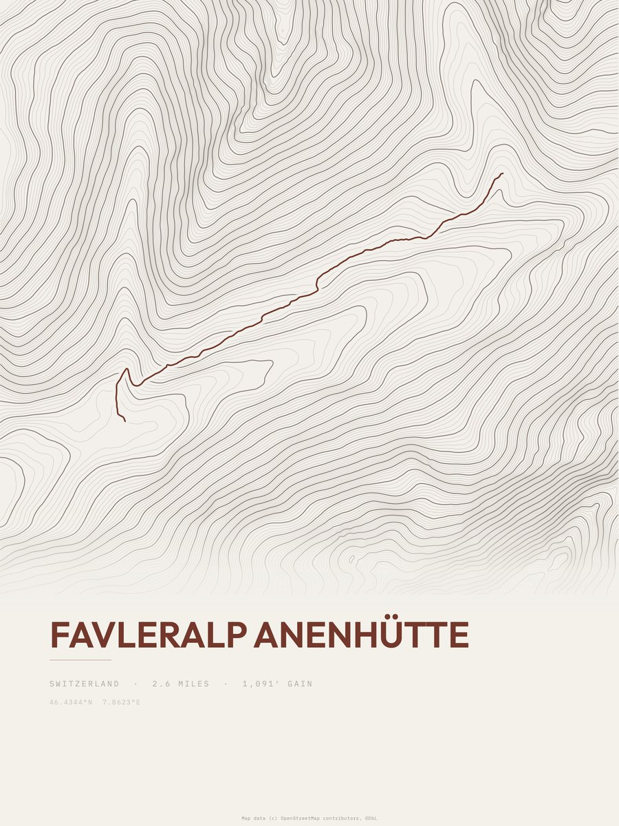 Favleralp Anenhütte Topographic print