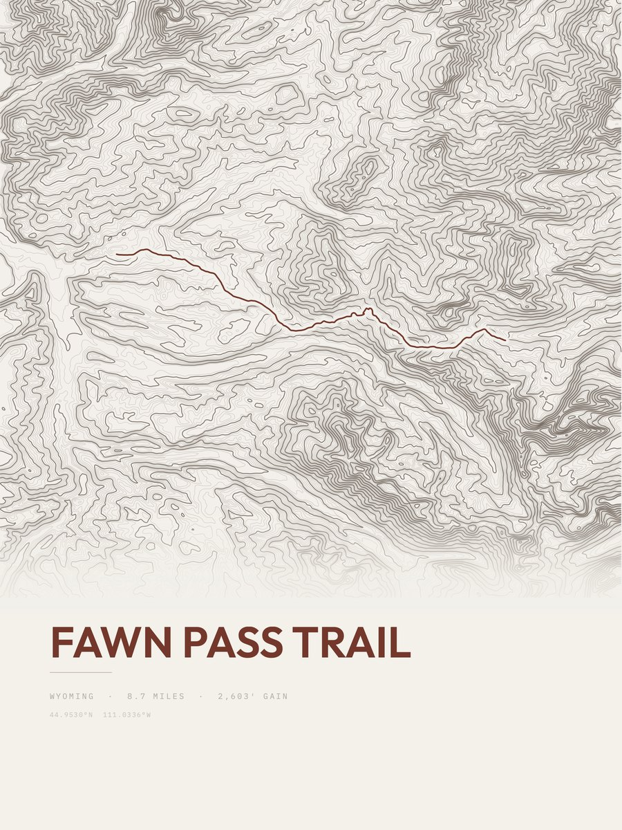 Fawn Pass Trail Topographic print