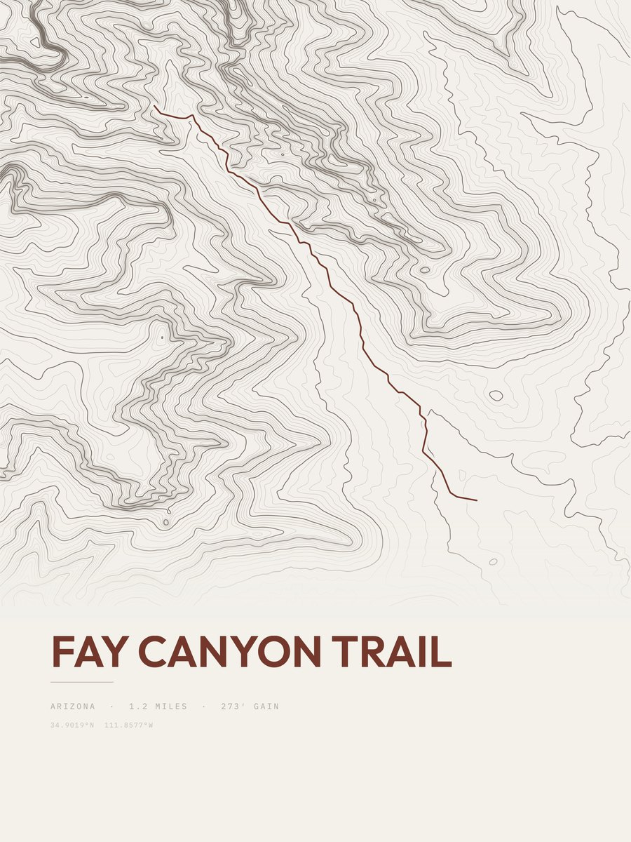 Fay Canyon Trail topographic trail print