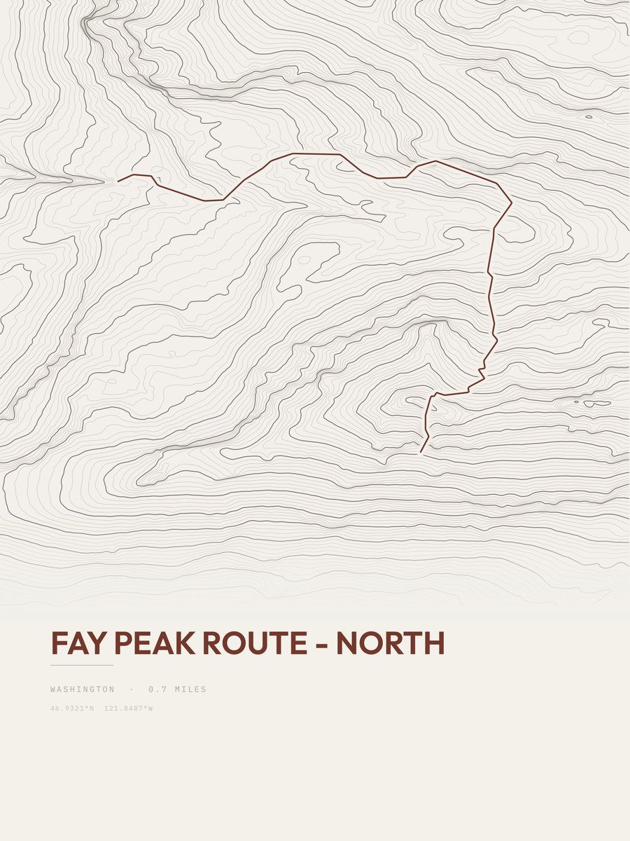 Fay Peak Route - North Topographic print
