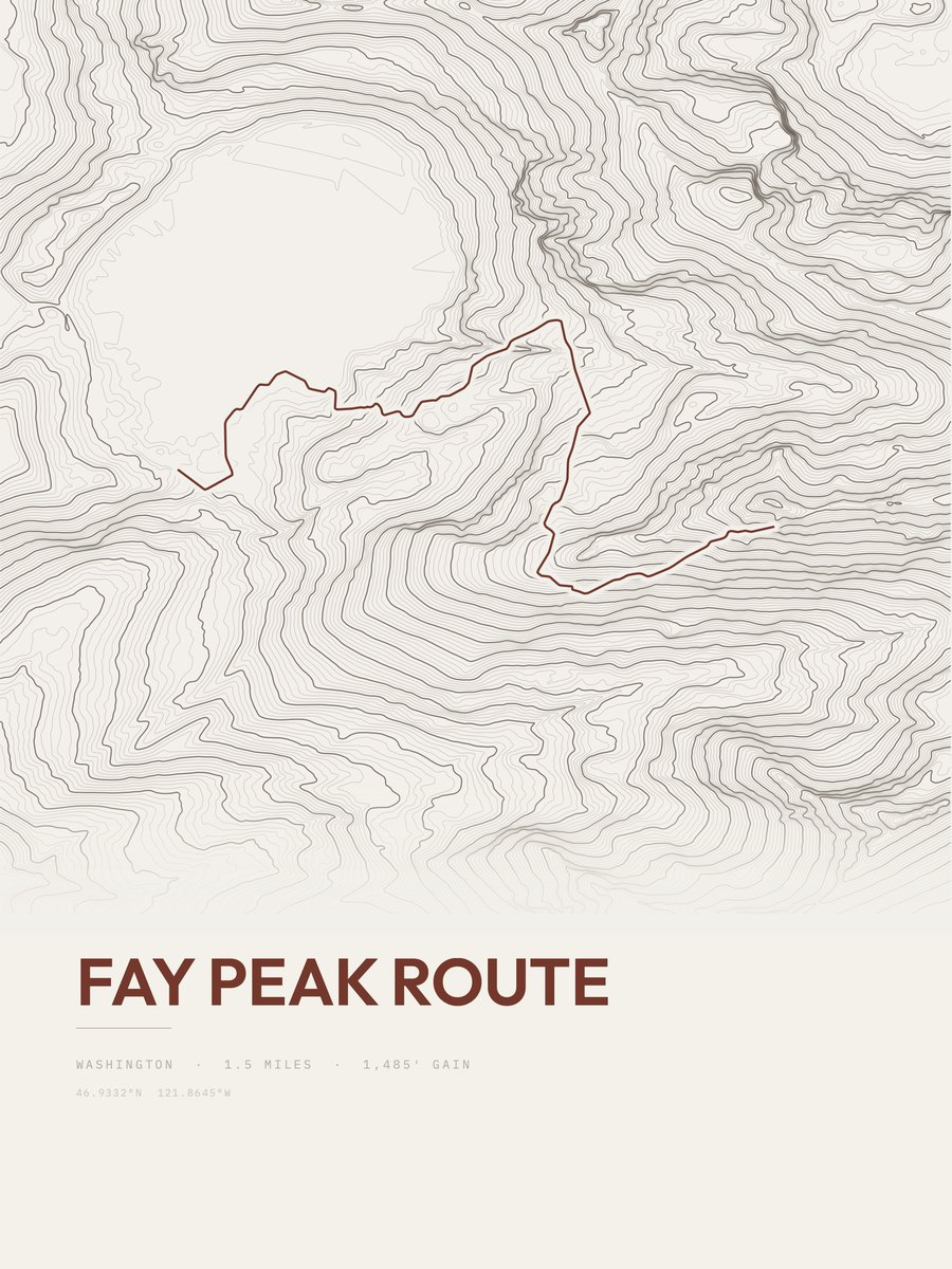 Fay Peak Route topographic trail print