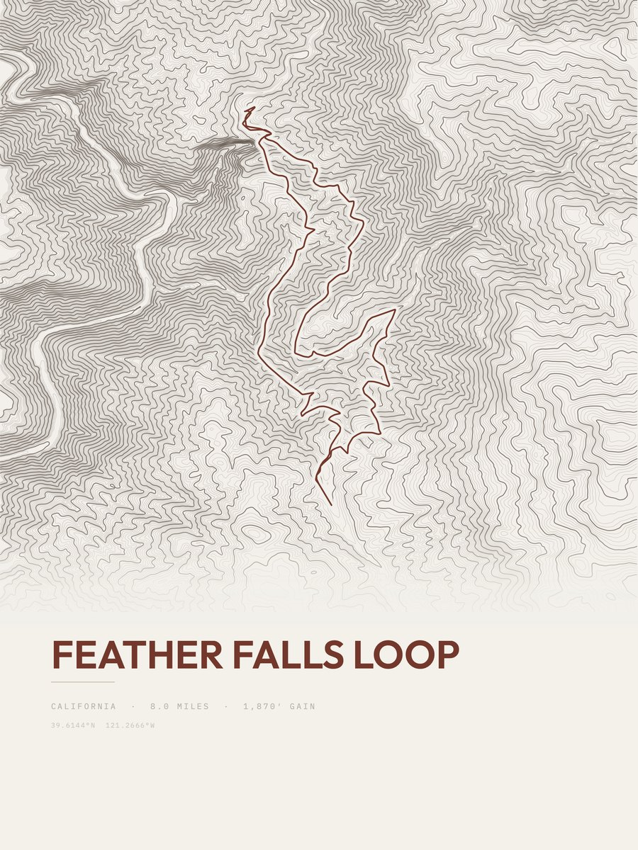 Feather Falls Loop Topographic print