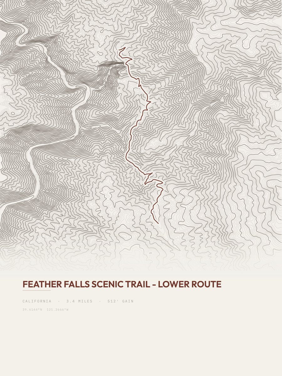 Feather Falls Scenic Trail Topographic print