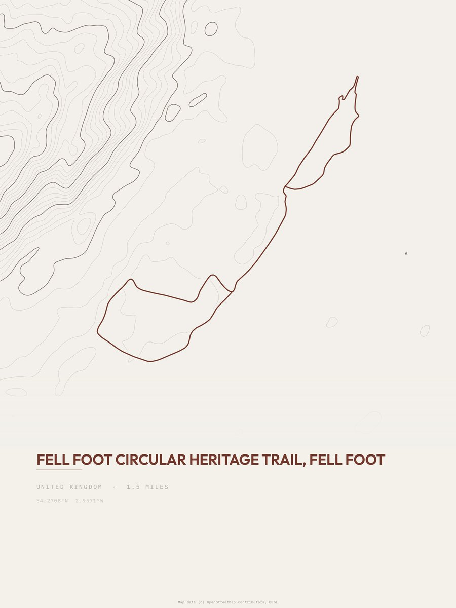 Fell Foot topographic trail print