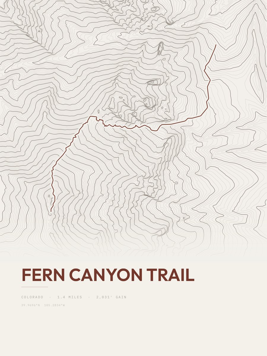 Fern Canyon Trail Topographic print
