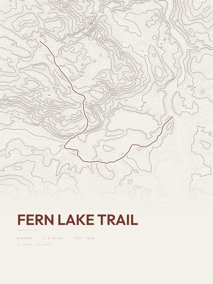 Fern Lake Trail topographic trail print