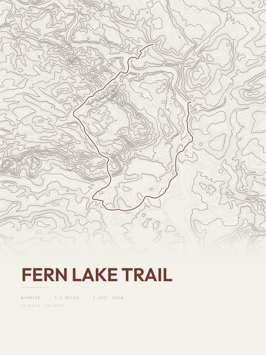 Fern Lake Trail Topographic print