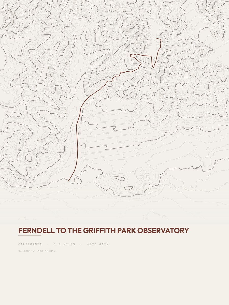 Griffith Park Observatory Topographic print