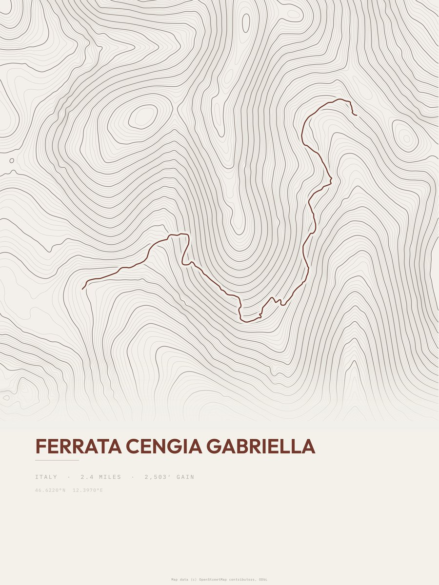 Ferrata Cengia Gabriella Topographic print