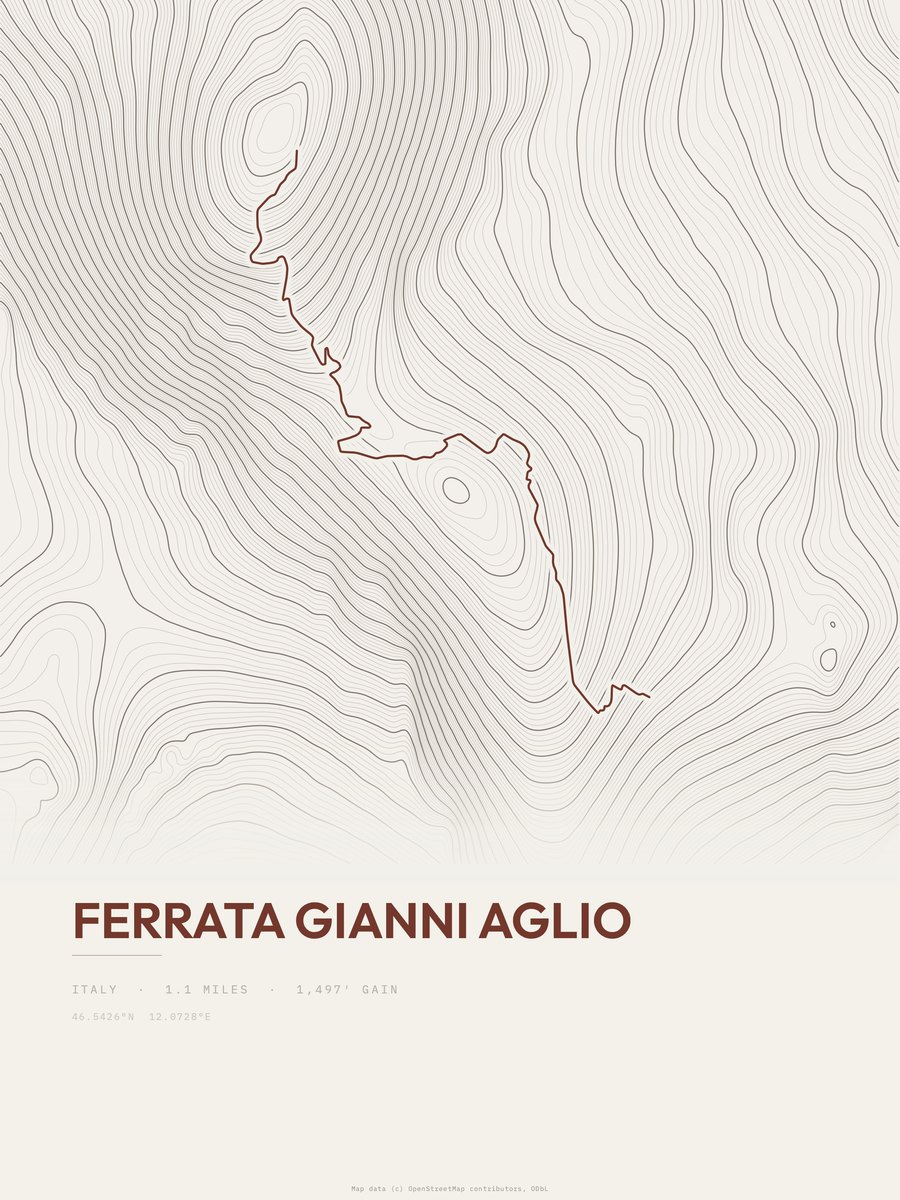 Ferrata Gianni Aglio Topographic print