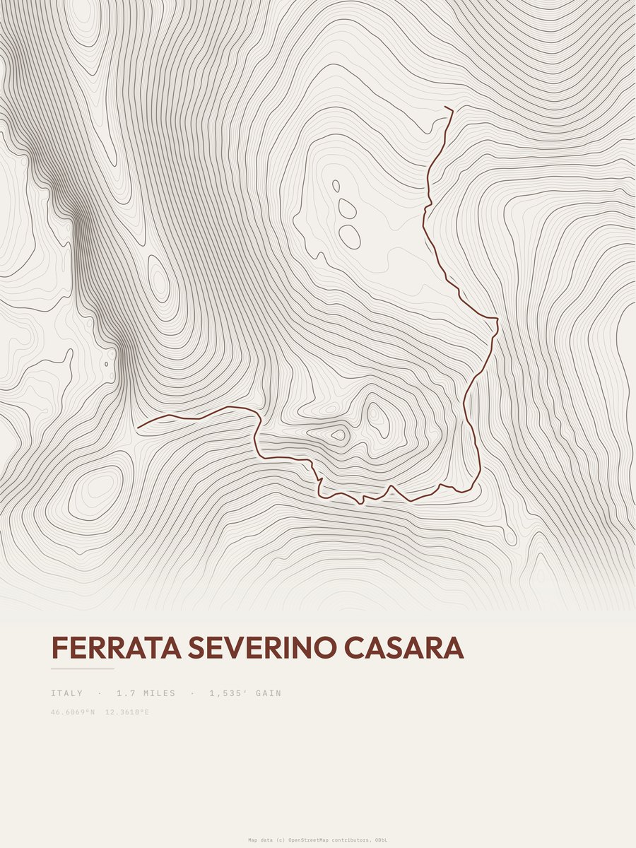 Ferrata Severino Casara Topographic print