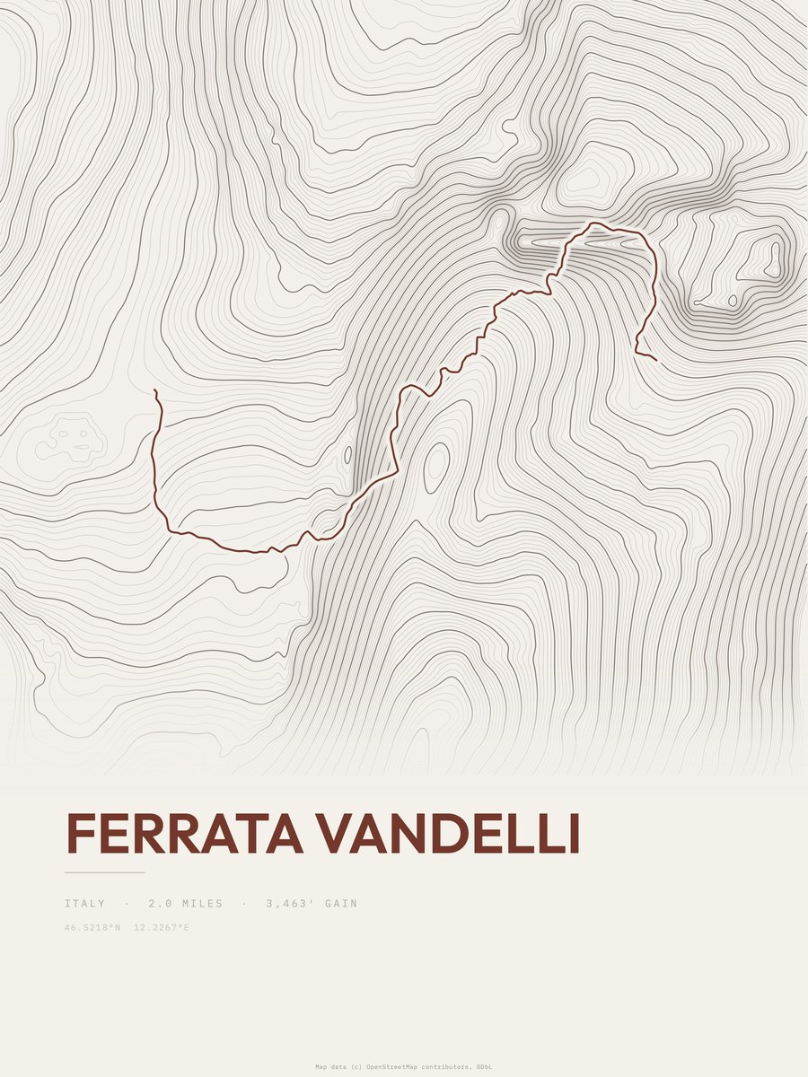 Ferrata Vandelli Topographic print
