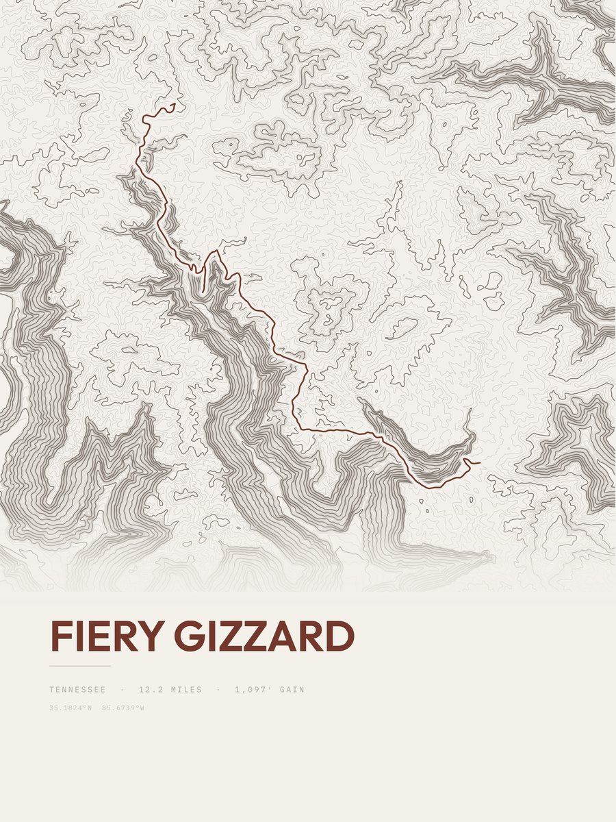 Fiery Gizzard Topographic print