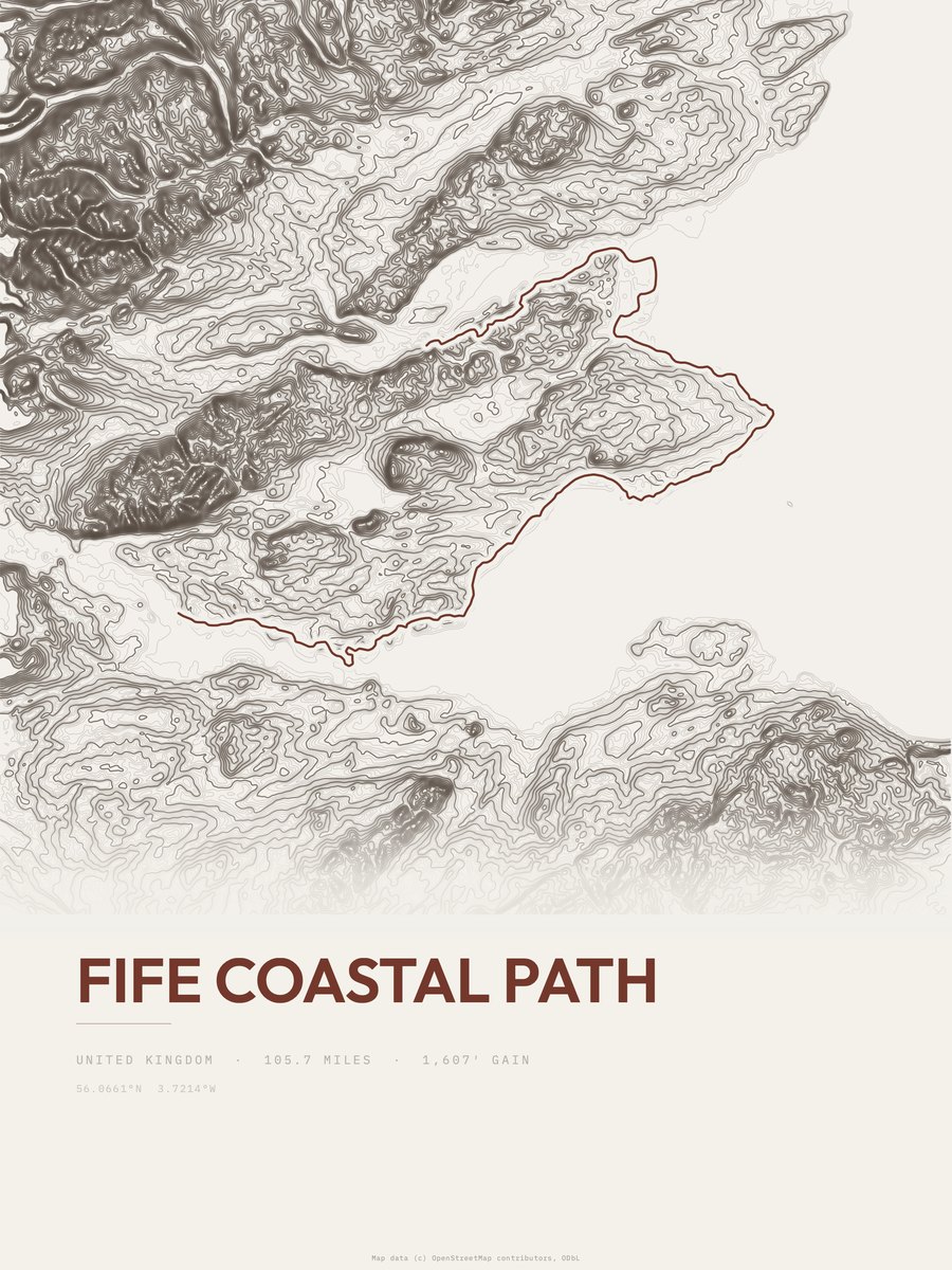 Fife Coastal Path Topographic print