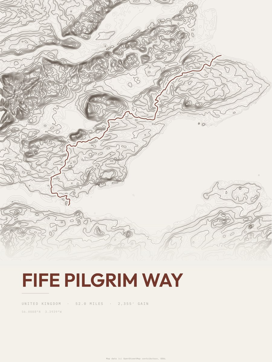 Fife Pilgrim Way Topographic print