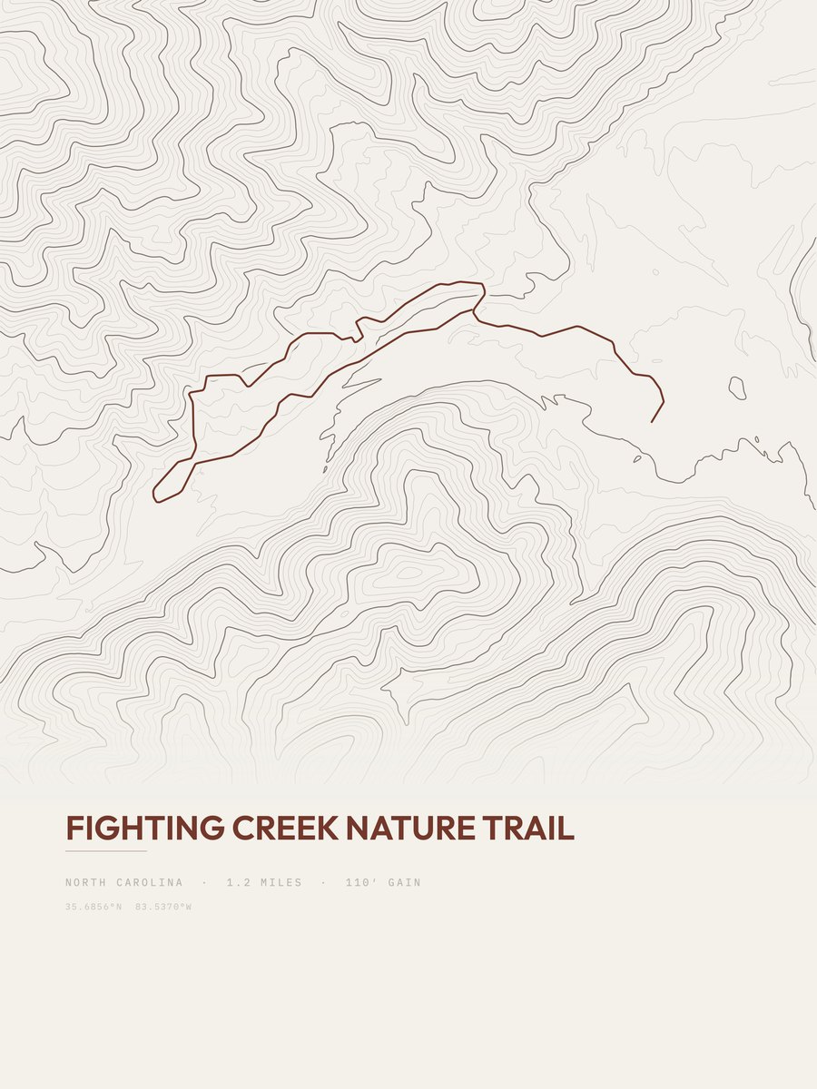 Fighting Creek Nature Trail topographic trail print