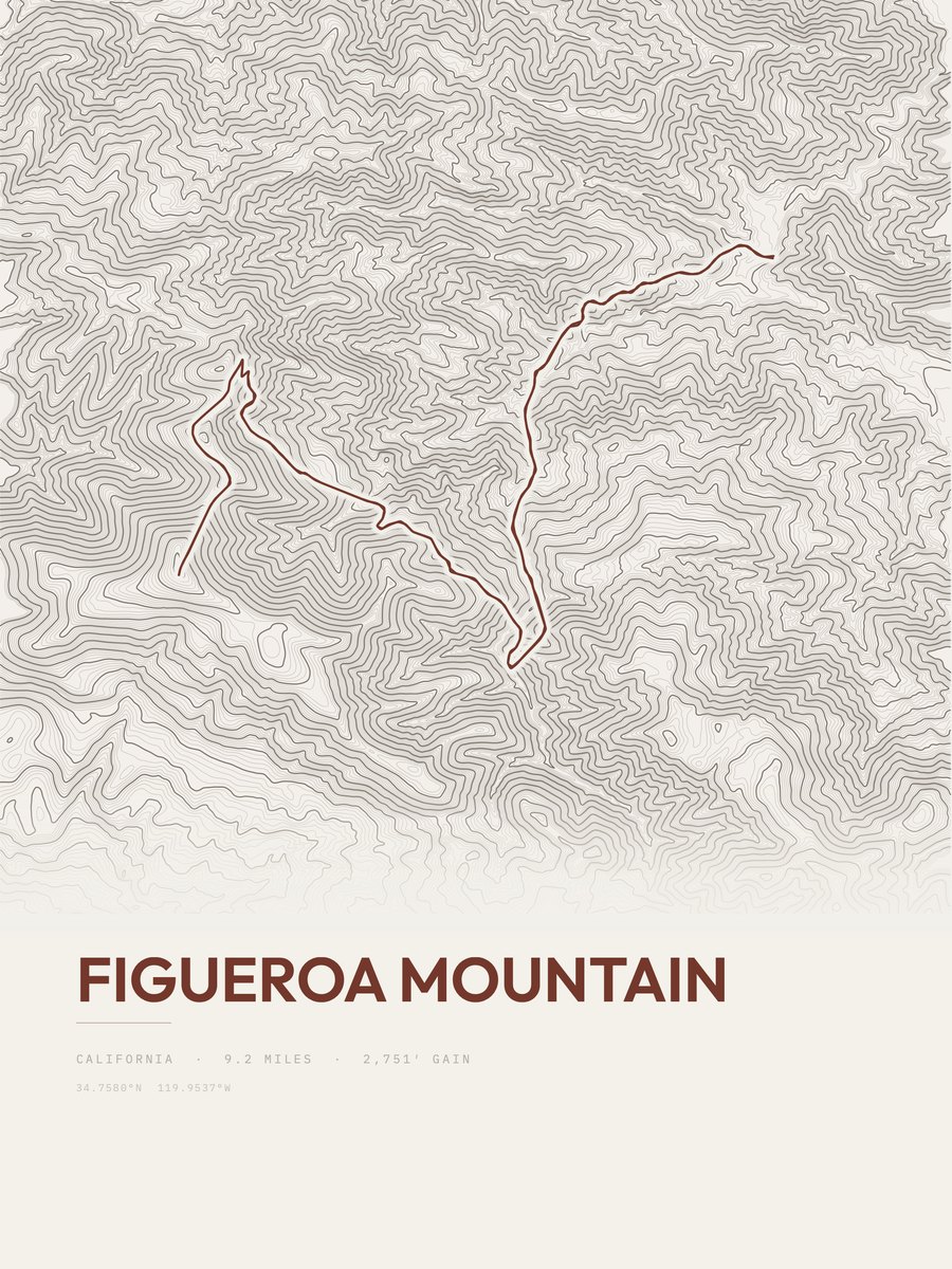 Figueroa Mountain Topographic print