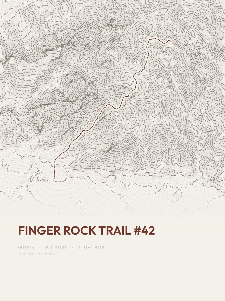 Finger Rock Trail Topographic print
