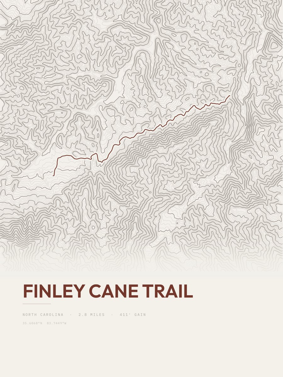 Finley Cane Trail Topographic print